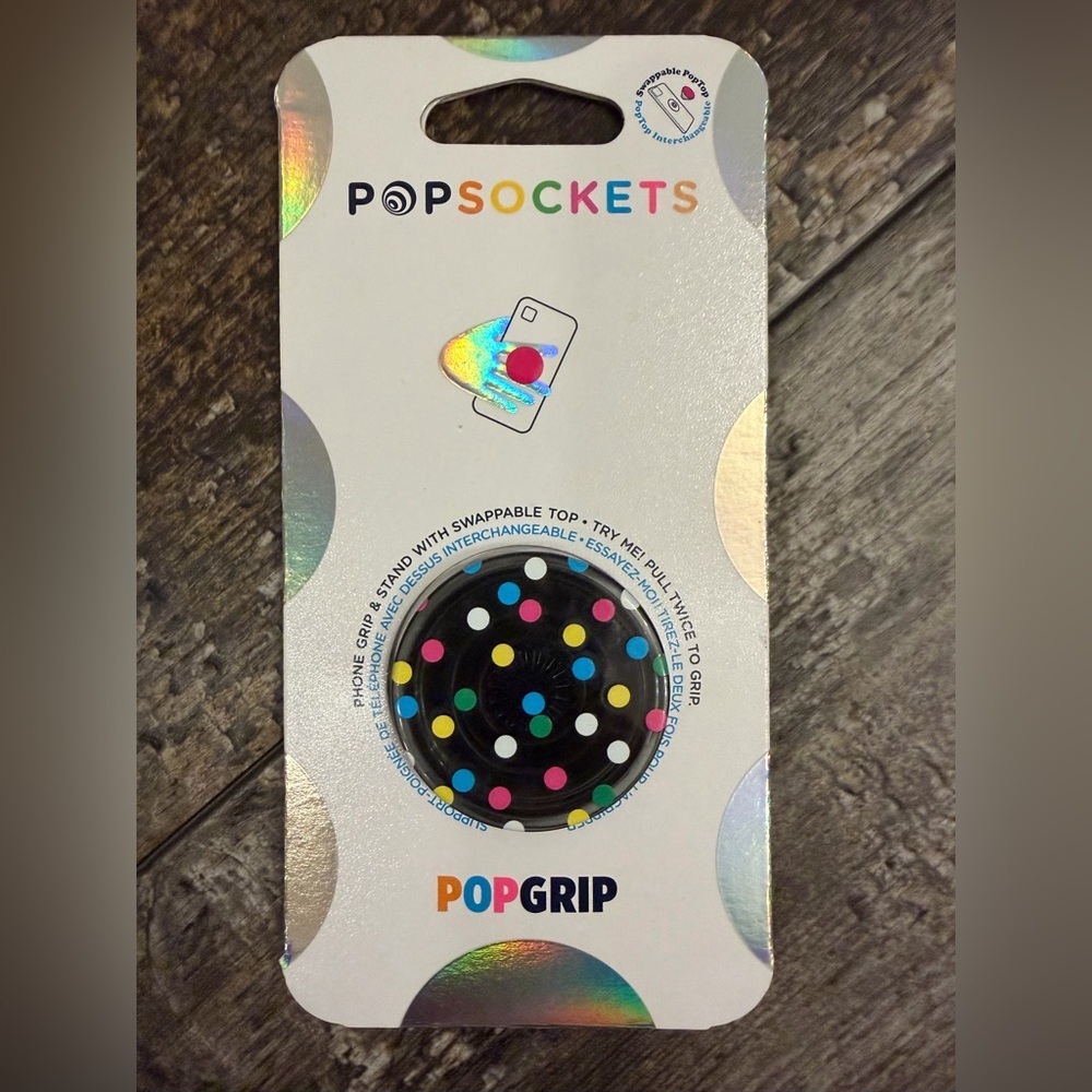 PopSocket PopGrip Black with Colorful Dots